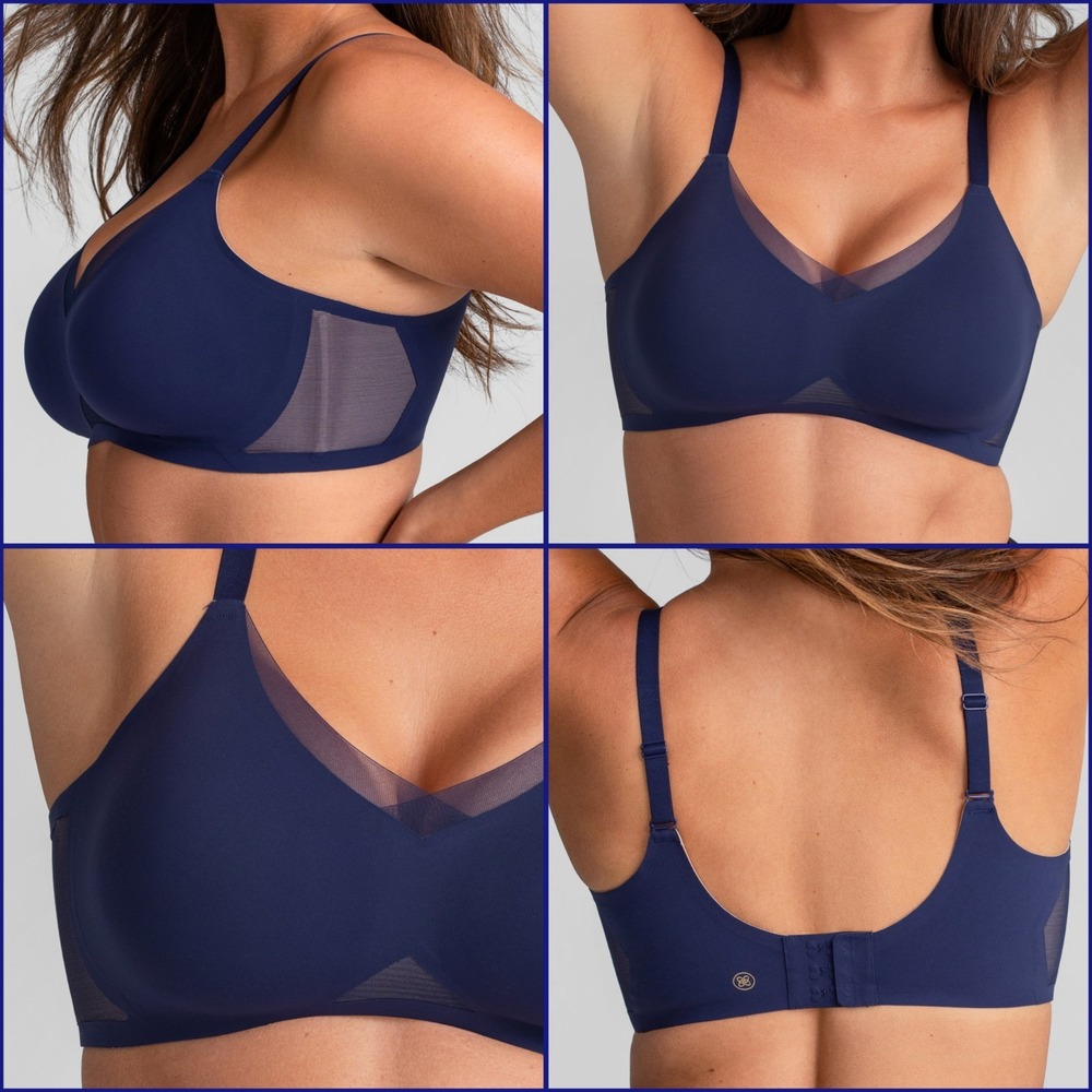 NWT Honeylove Navy Blue Crossover Wireless Bra Size Medium+